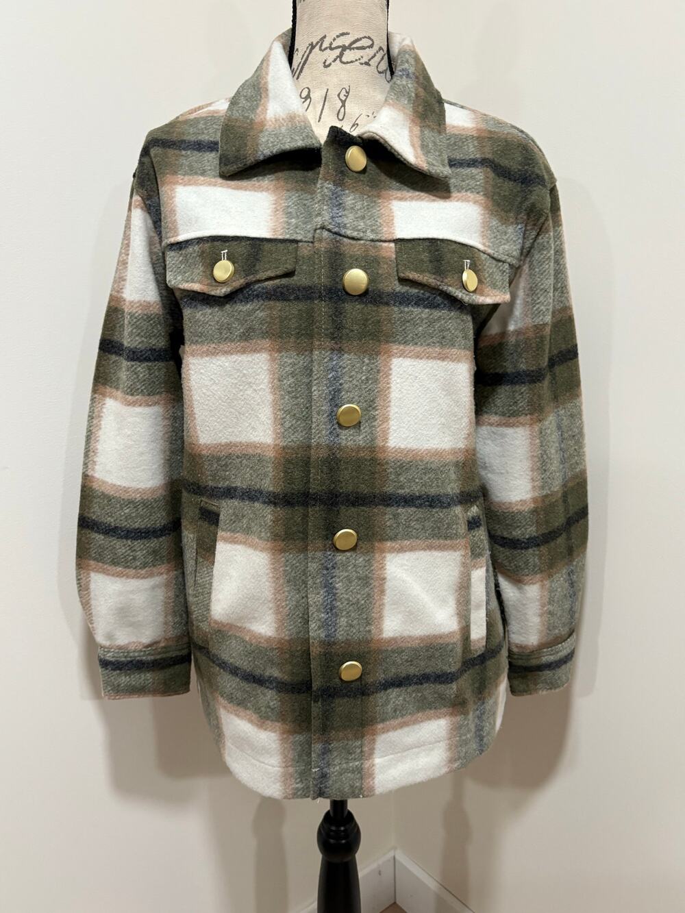 joie Green Plaid Shacket Size Medium